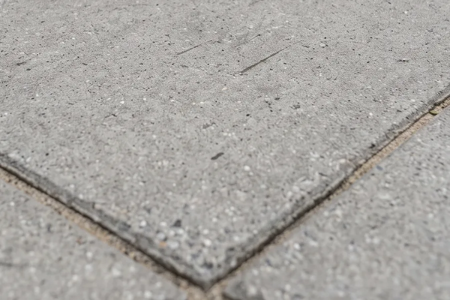 Dalle de béton nettoyée, surface minérale uniforme.